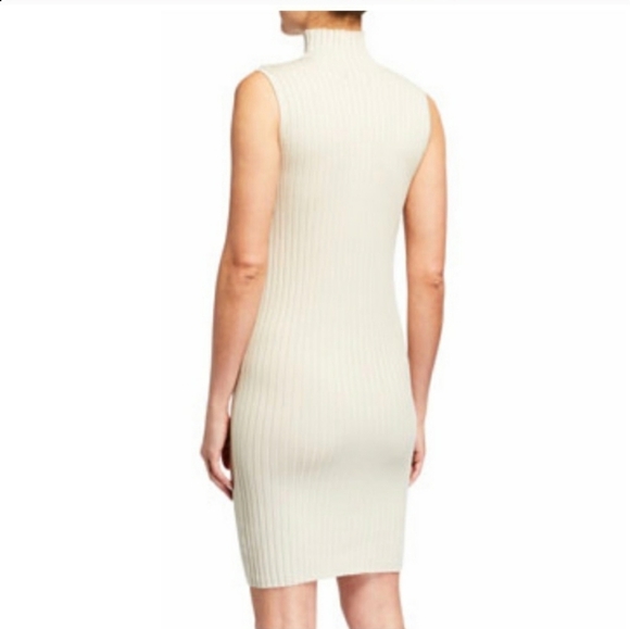 NEW 525 America Ribbed Bodycon Luxury Dress Tan Sweater Classic Turtleneck - Picture 4 of 9